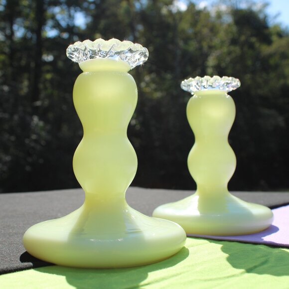 Fenton Ivory Crest Candle Stick Holders - Picture 1 of 10